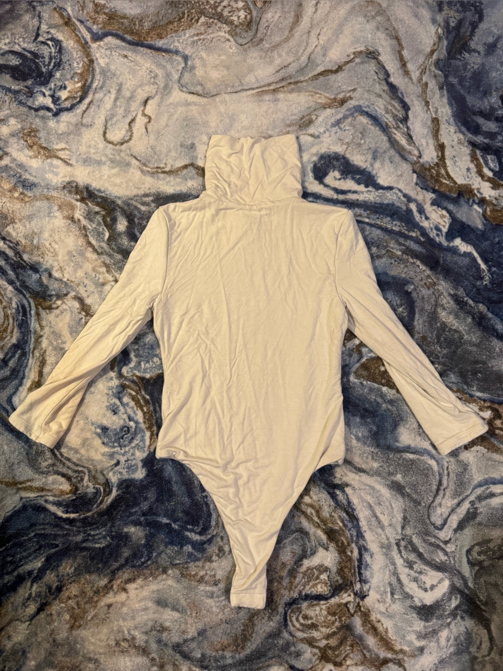 Re Ona White High Neck Long Sleeve Bodysuit